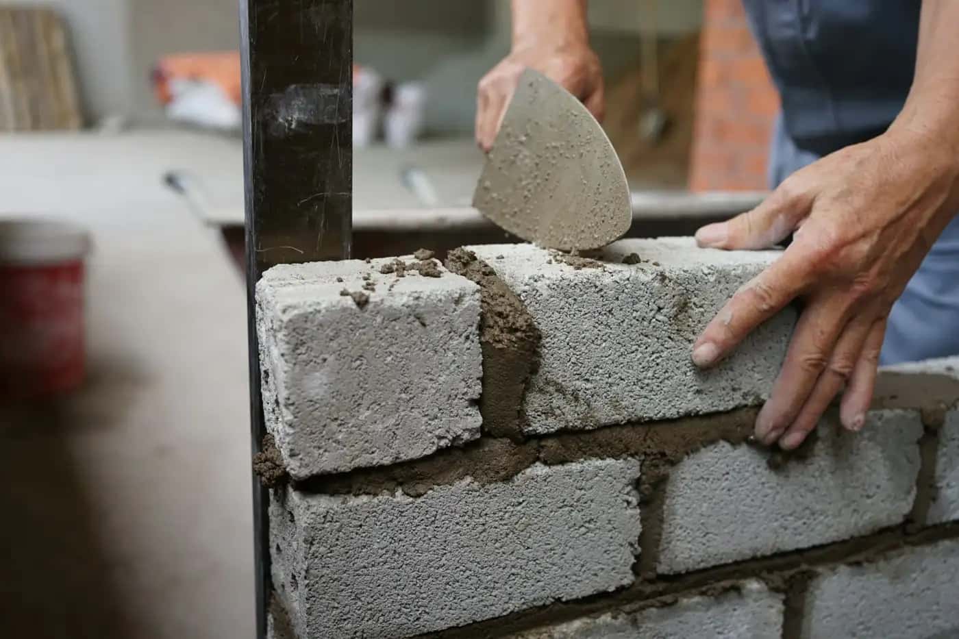 Mortar on a trowel